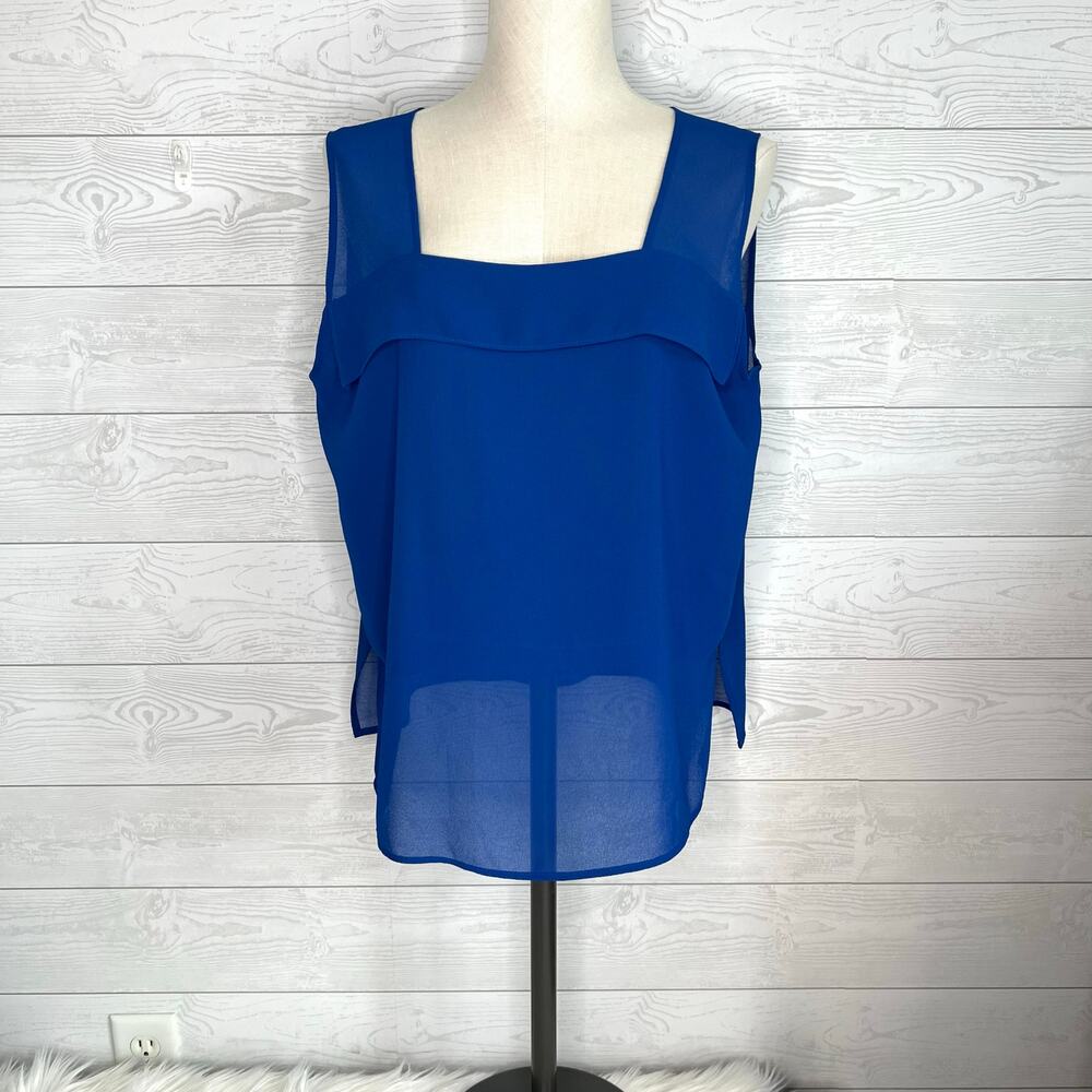 Vintage 80s F.A.D. Cobalt Blue Layered Sleeveless Top Size M